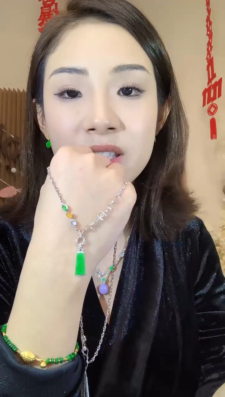 套链18K金镶嵌翡翠A12 多样性发货一件