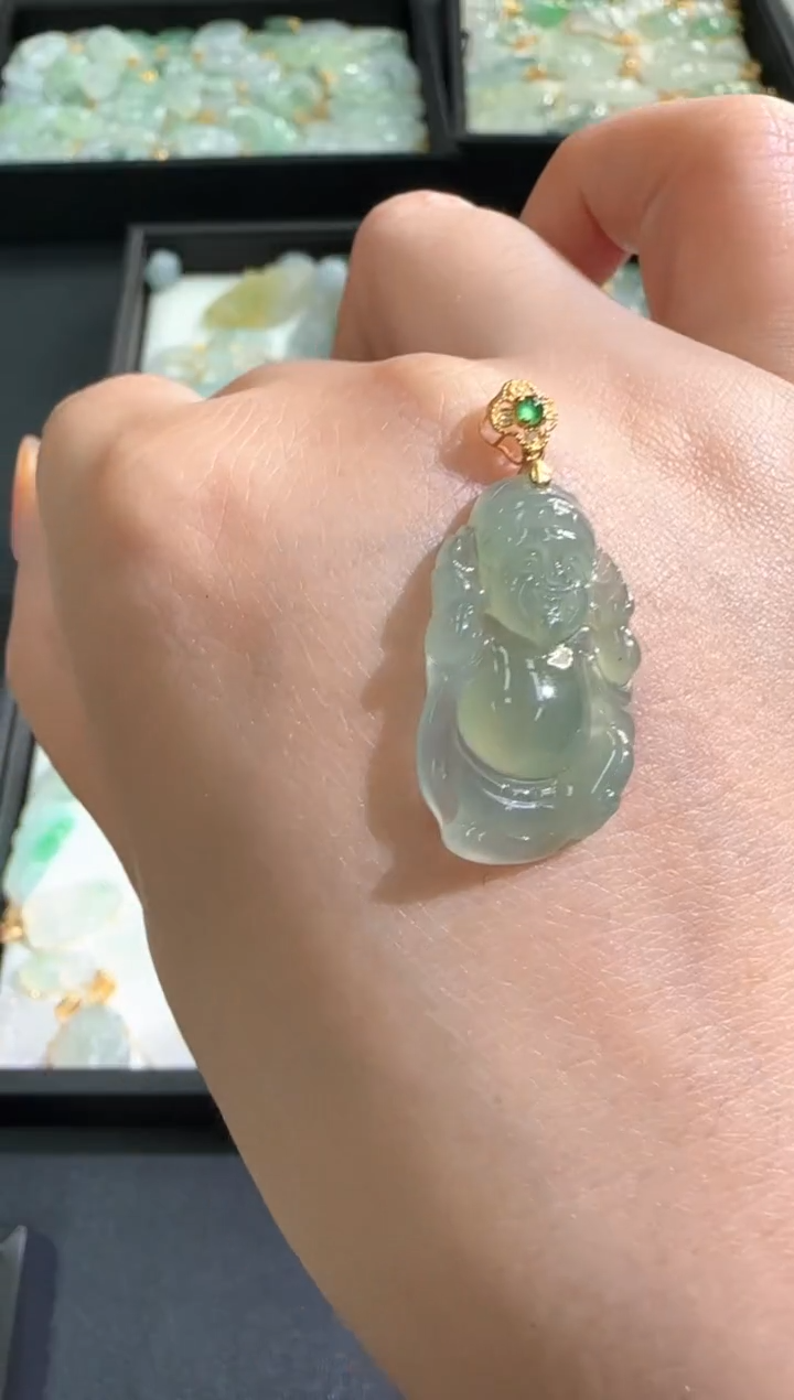 【闪购商品】翡翠颈饰18K金镶嵌250214174