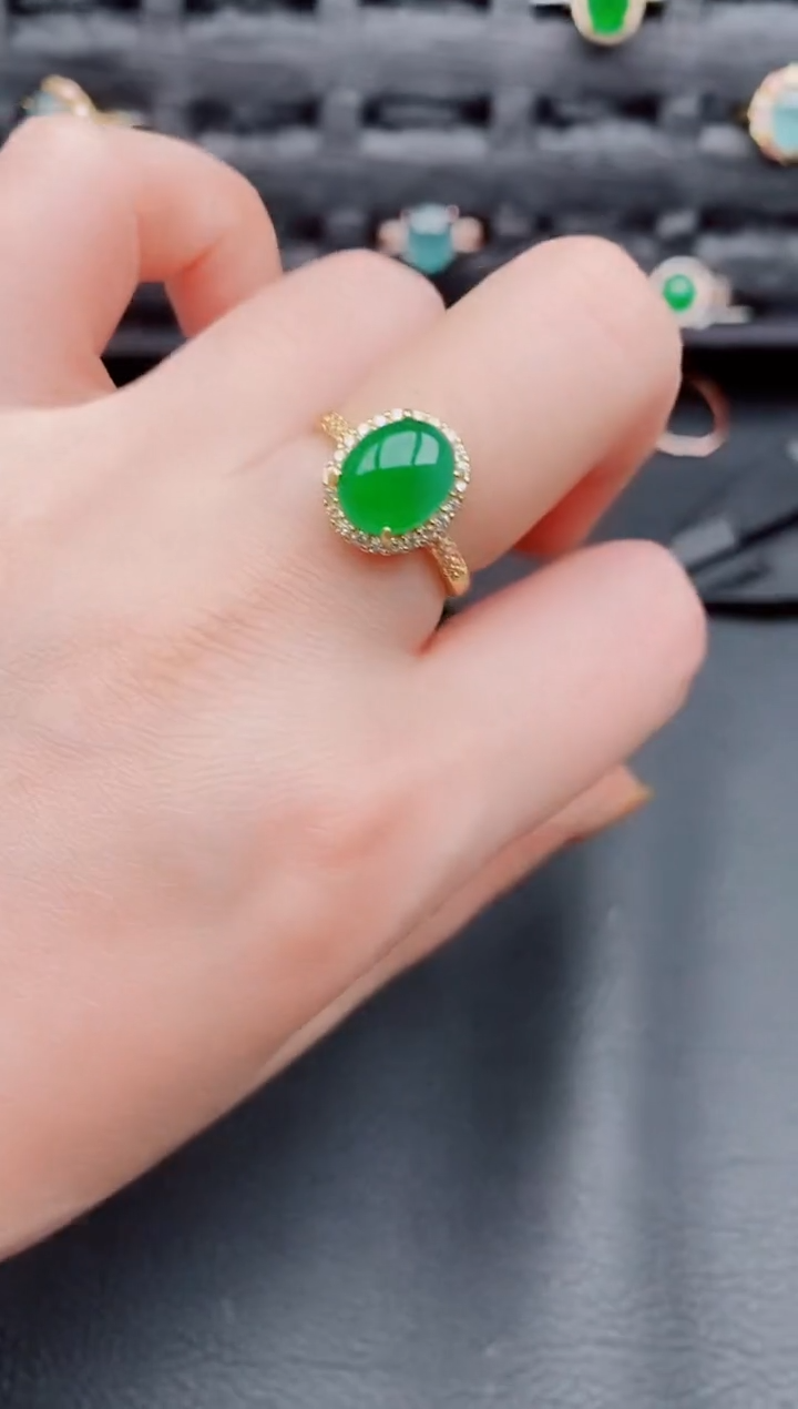 【闪购商品】翡翠戒指银S925镶嵌天然a货翡翠511