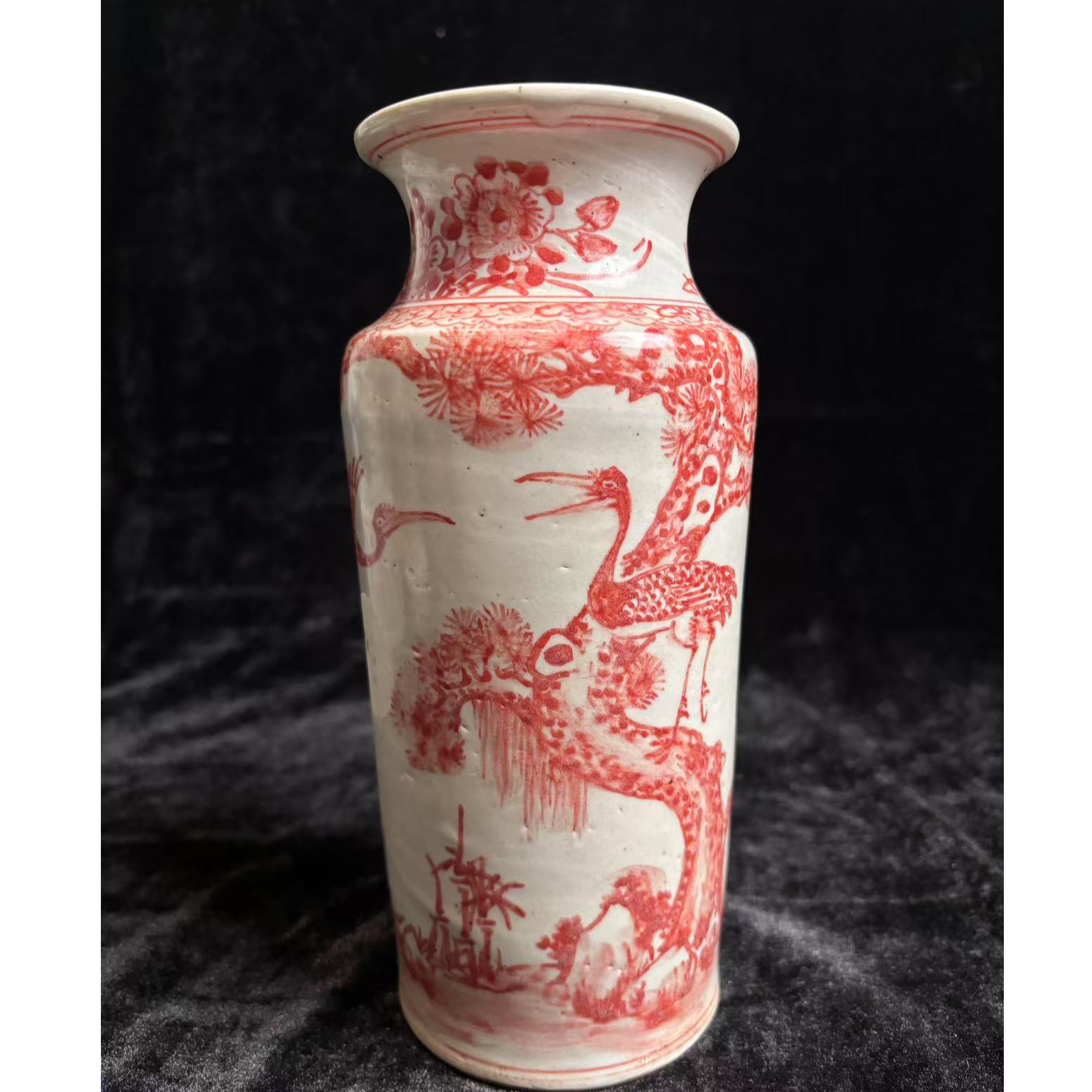 清代矾红花鸟赏瓶