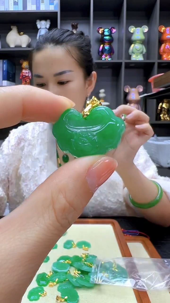 翡翠14K金镶嵌颈饰丹丹diy劲饰