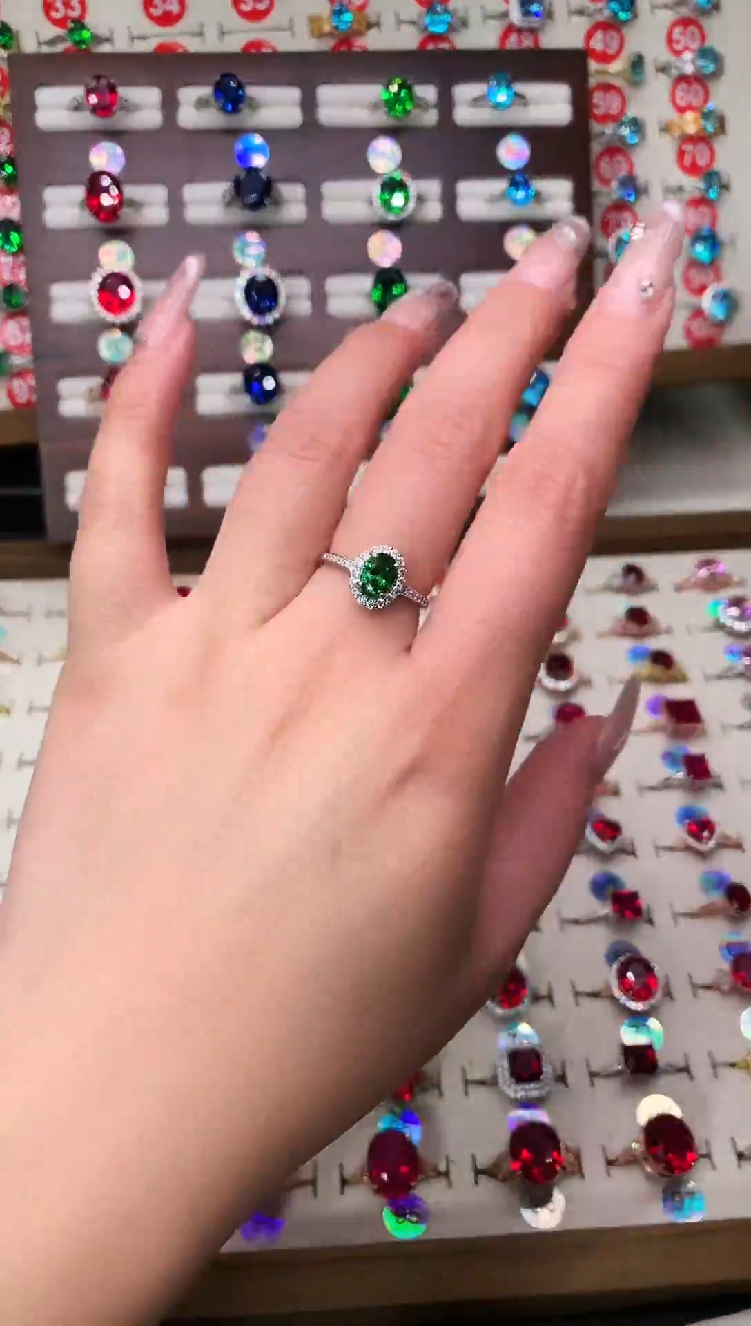 银S925镶嵌透辉石戒指5*7  银托