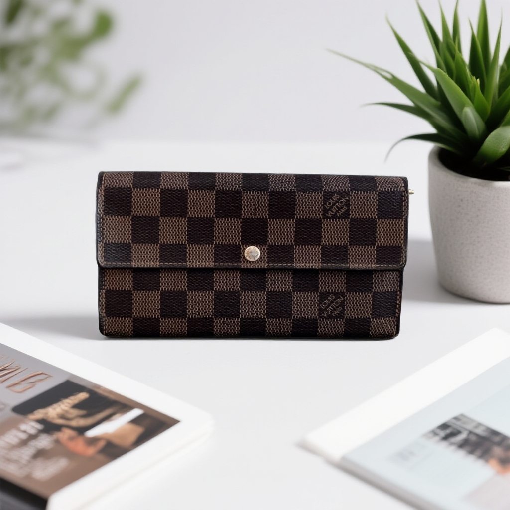 95新 LouisVuitton/路易威登 棕棋盘格长款钱包 1890 0344 