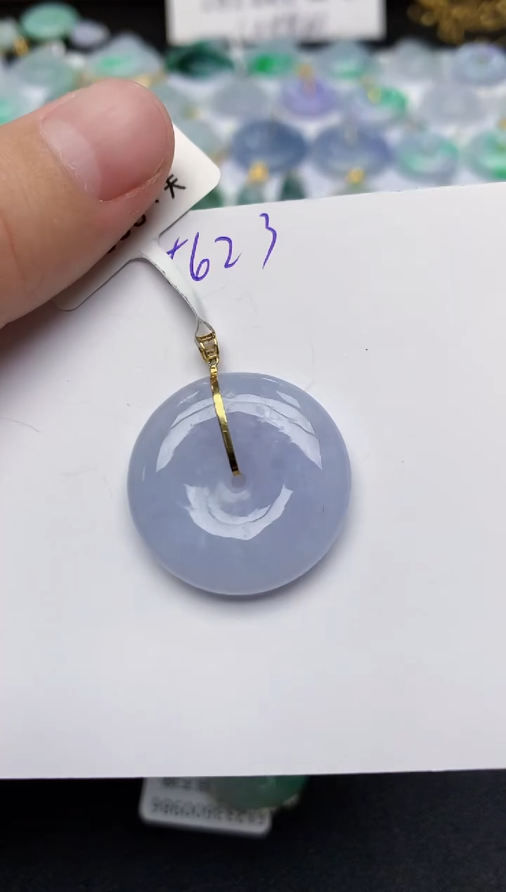 颈饰18K金镶嵌翡翠天然缅甸A货翡翠百元以上9元证书费自理