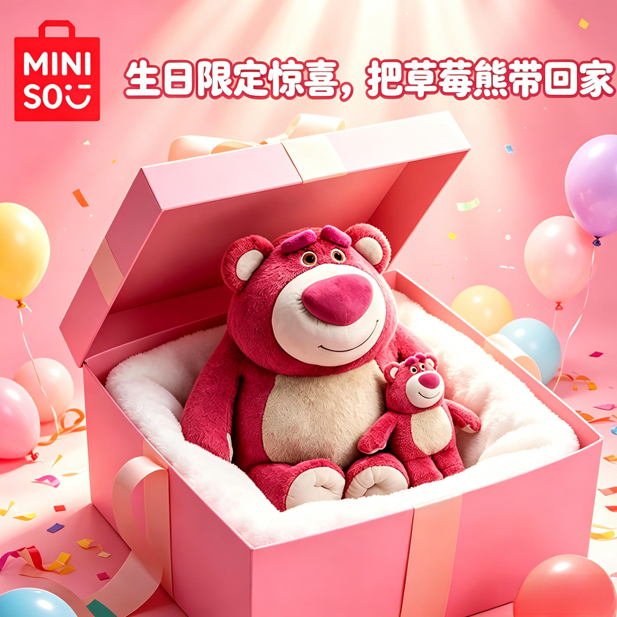 【生日礼物】名创优品草莓熊迪士尼大号毛绒玩偶可爱公仔娃娃送闺蜜