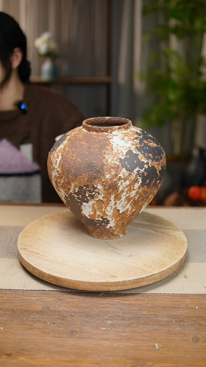 【闪购商品】陶瓷  花器诧寂棕月亮罐