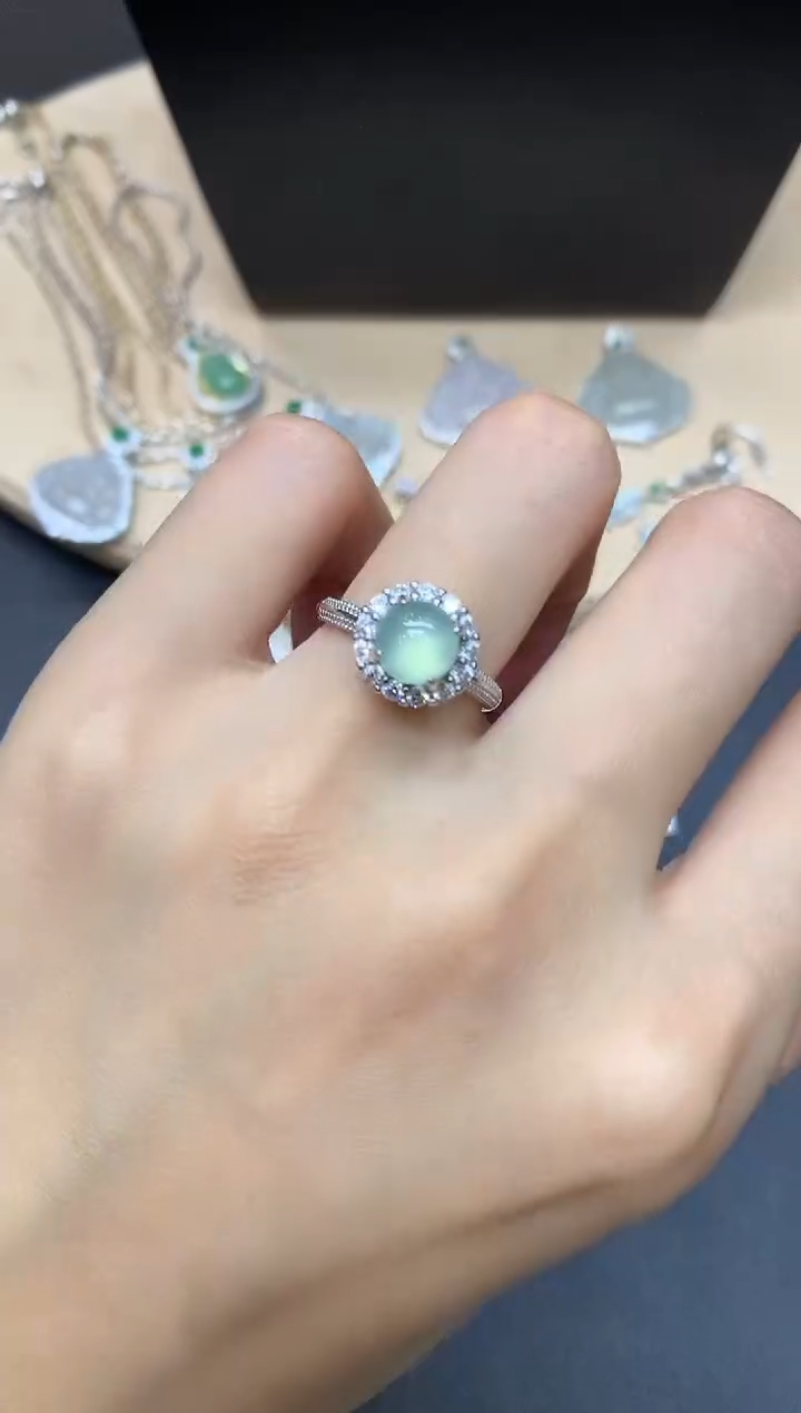【闪购商品】翡翠戒指银S925镶嵌蛋面【多样性发其一】