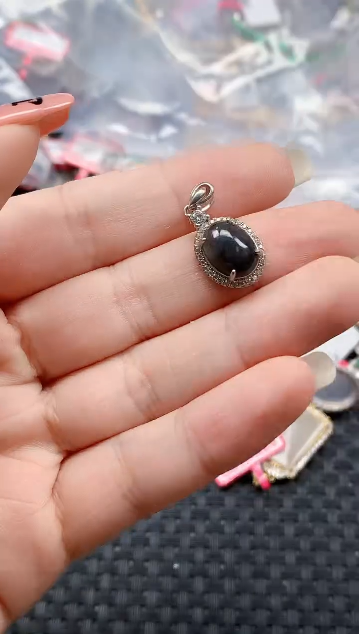 银S925镶嵌戒指翡翠天然A货缅甸翡翠