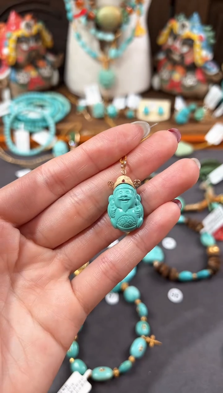 【闪购商品】绿松石颈饰18K金镶嵌绿松石吊坠