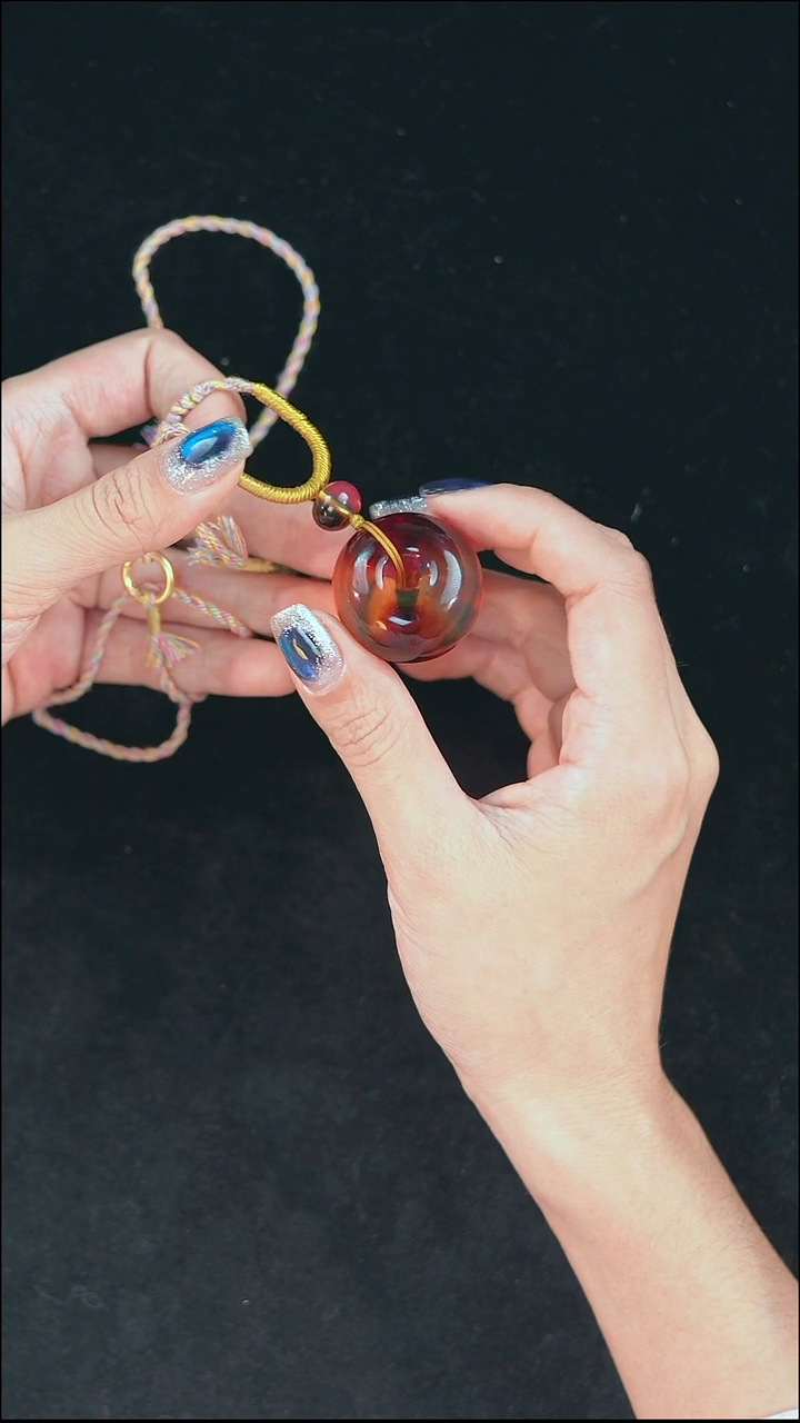 琥珀未镶嵌珠宝奇石红蓝珀平安扣吊坠