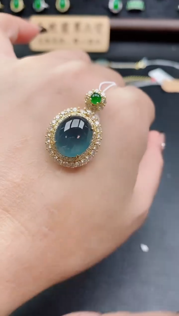吊坠(赠链)银S925镶嵌翡翠1
