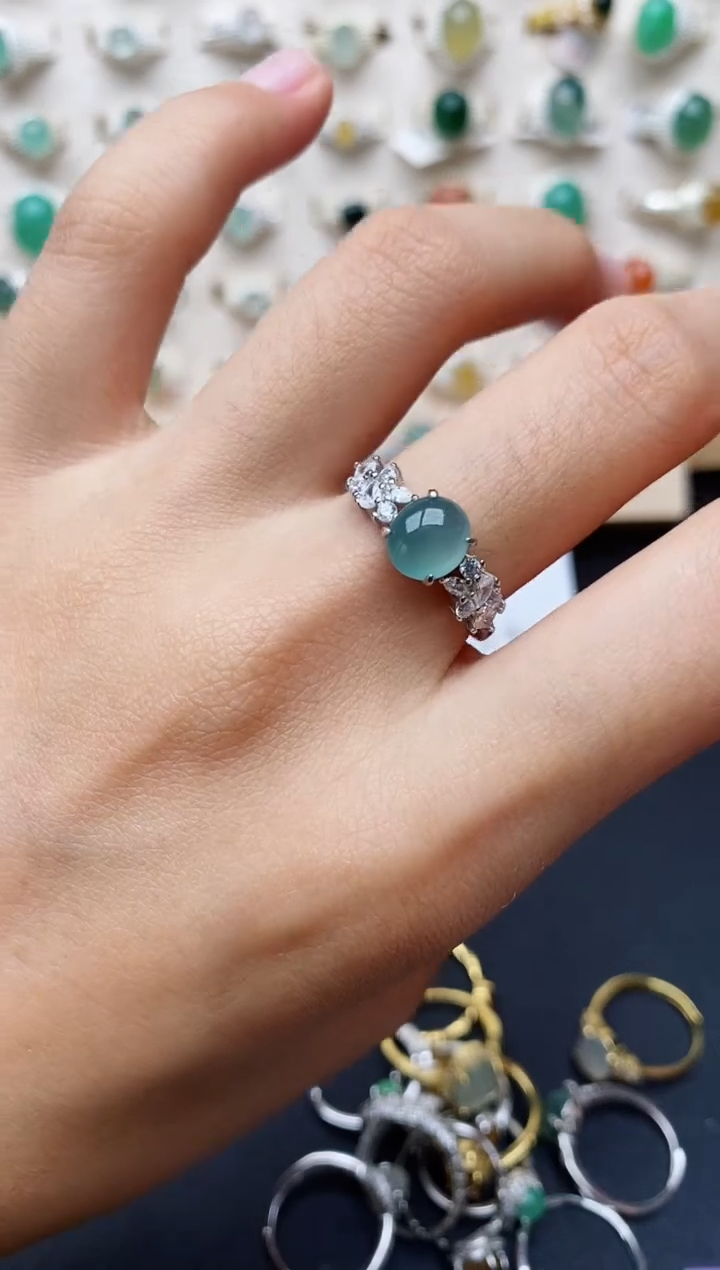 【闪购商品】翡翠戒指银S925镶嵌缅甸翡翠