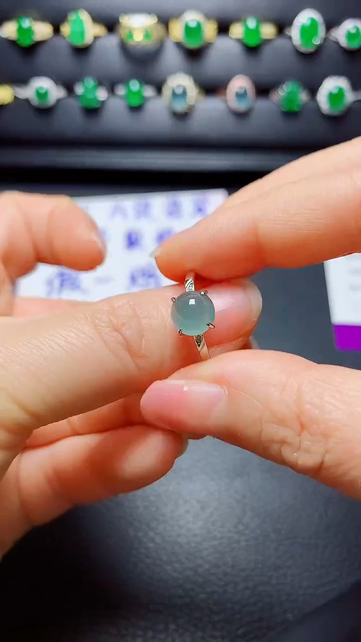 银S925镶嵌戒指翡翠天然翡翠A货s925银镶
