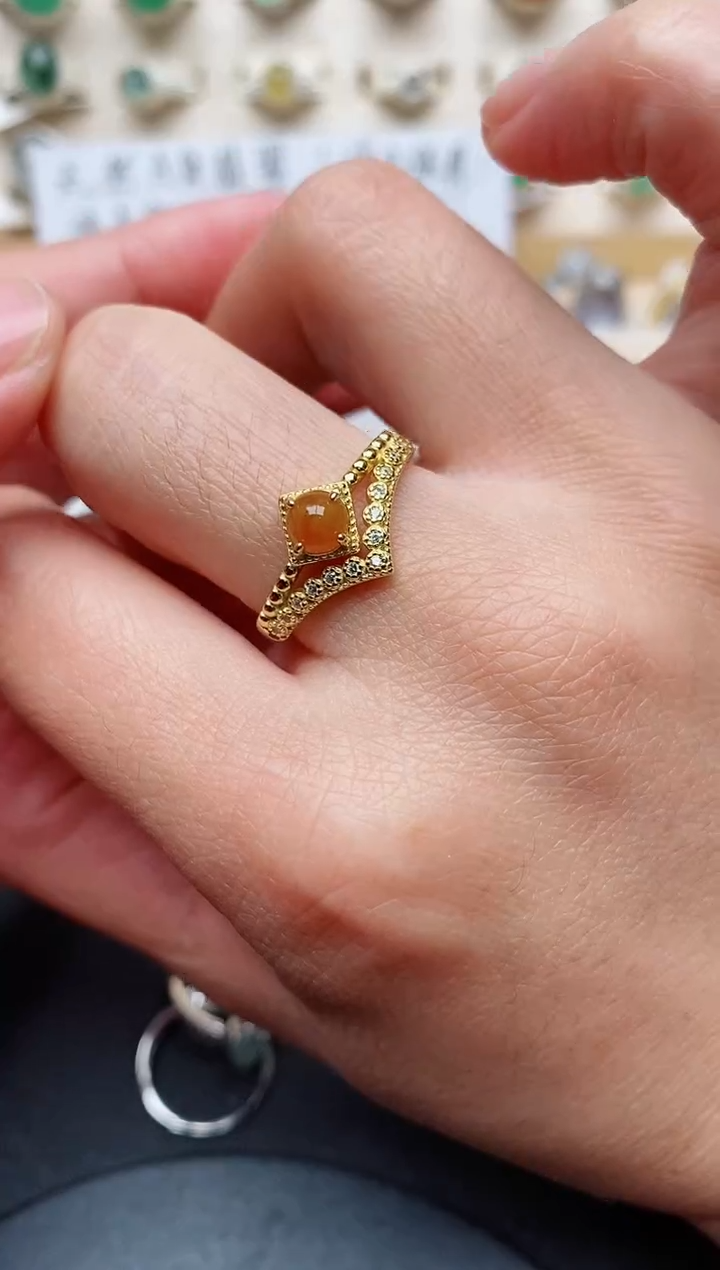 【闪购商品】翡翠戒指银S925镶嵌天然翡翠111 8+