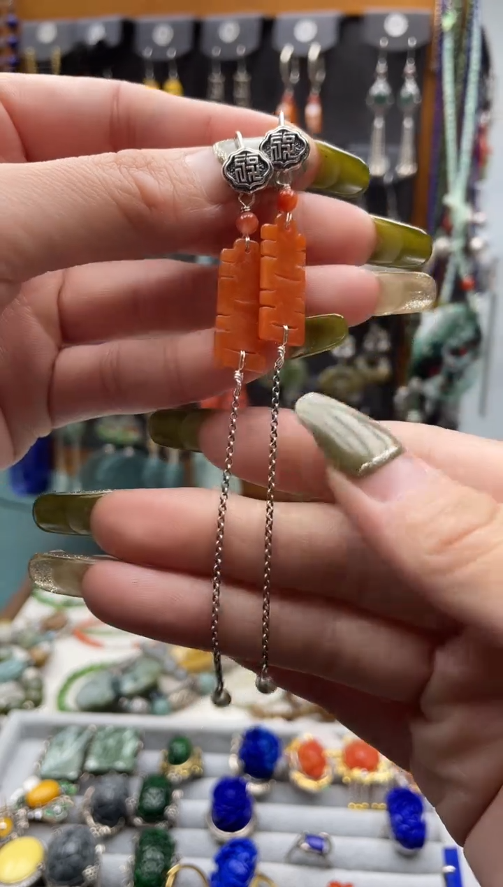 【闪购商品】翡翠耳饰银S925镶嵌饰品