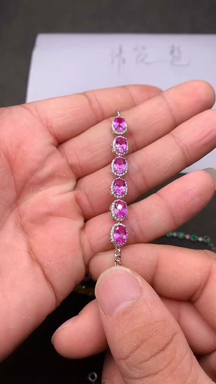 【闪购商品】彩色蓝宝石手链银S925镶嵌.........