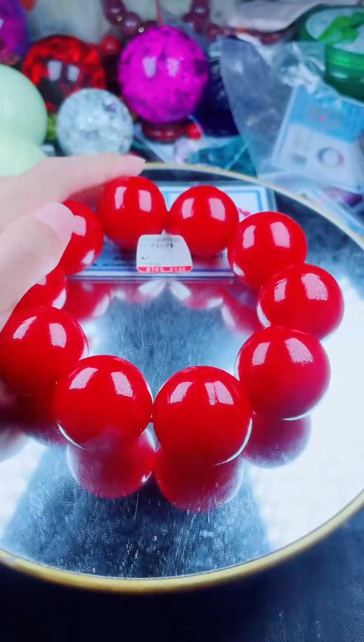 硅化珊瑚（珊瑚玉）手串未镶嵌红珊瑚手串卡30
