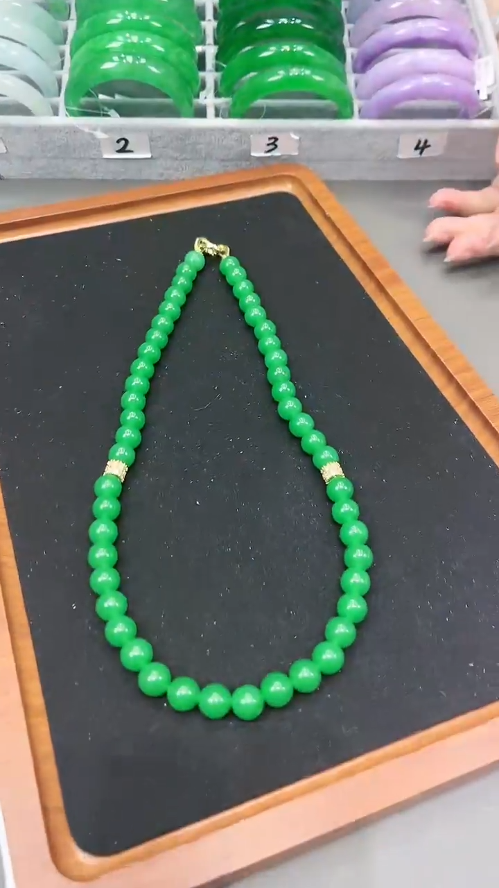 【闪购商品】翡翠颈饰未镶嵌s75 正阳绿项链 卡10mm