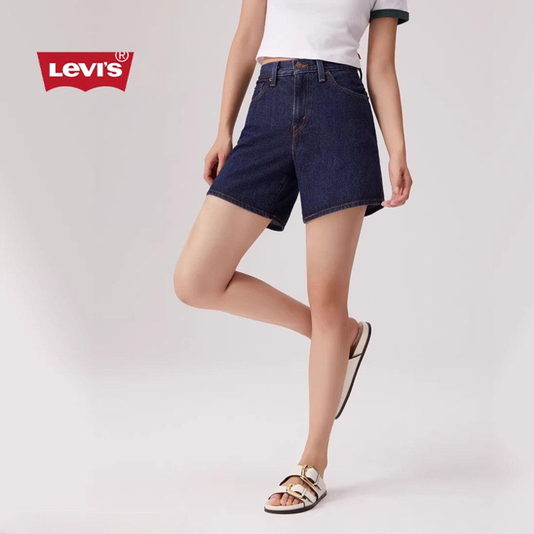 【商场同款】Levi's李维斯25夏新款女士高腰直筒牛仔短裤A9311-0006