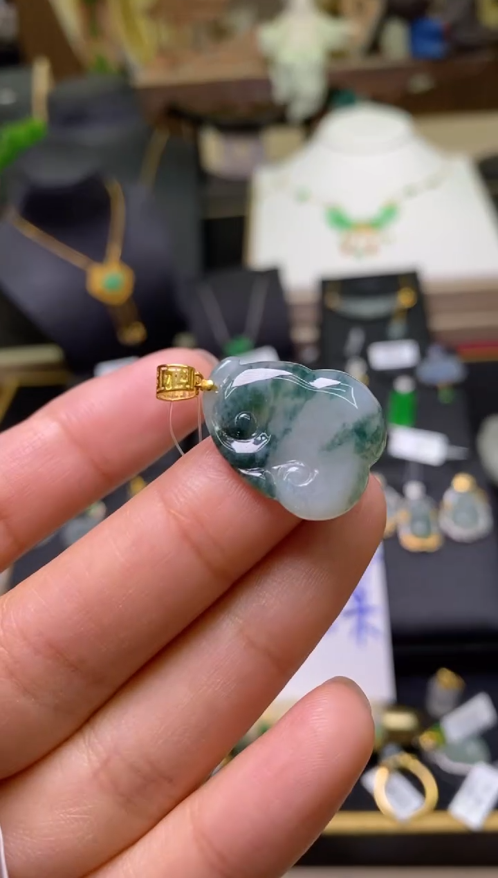 【闪购商品】翡翠颈饰18K金镶嵌净货16203