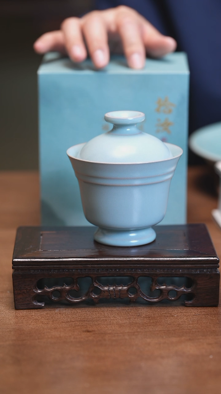 【闪购商品】Y宝丰宋官窑原产地汝瓷马蹄盖碗