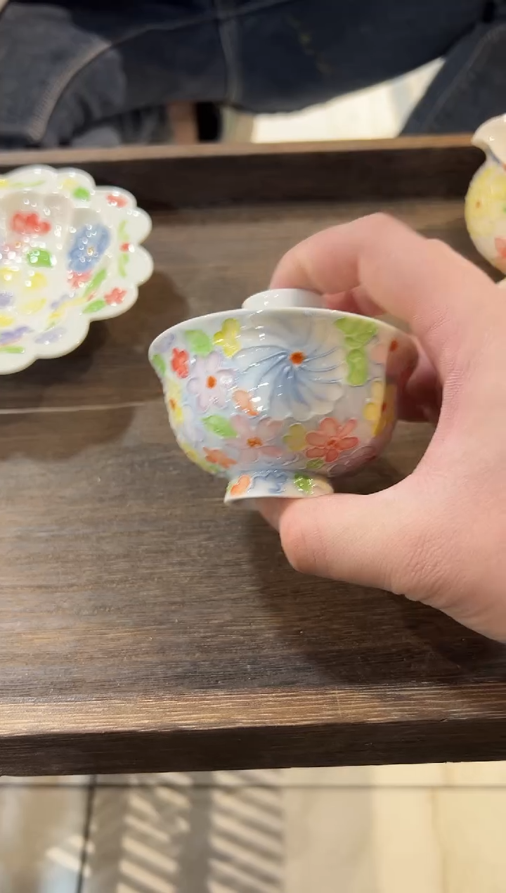 瓷片瓷手绘茶具正品【盖碗】