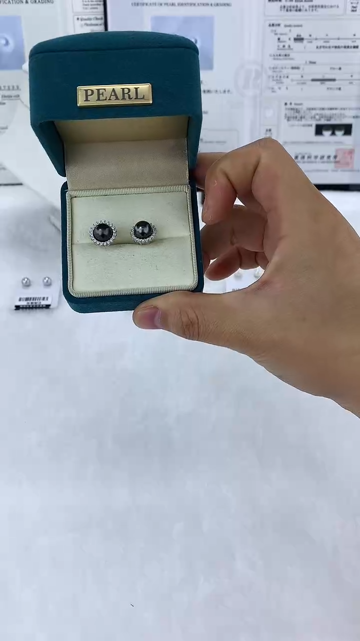 银S925镶嵌AQ海水珍珠海水珍珠耳钉@@YBQ197