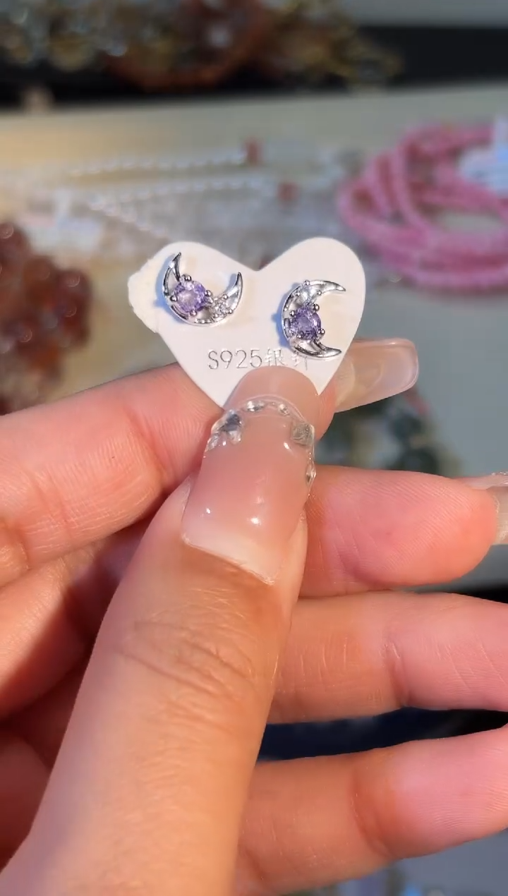 银S925镶嵌托帕石耳钉k579多样性发货一件