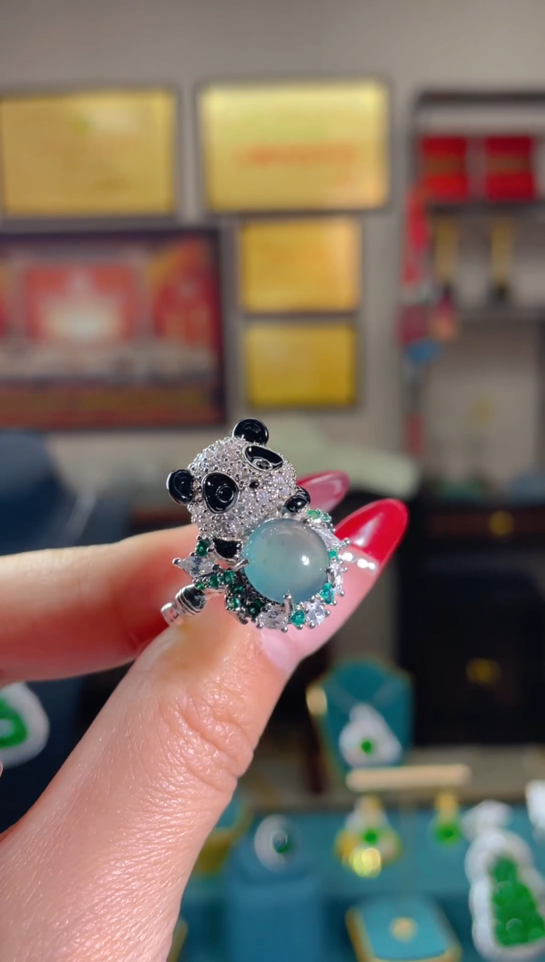 【闪购商品】翡翠戒指合金天然A货翡翠多样性发一