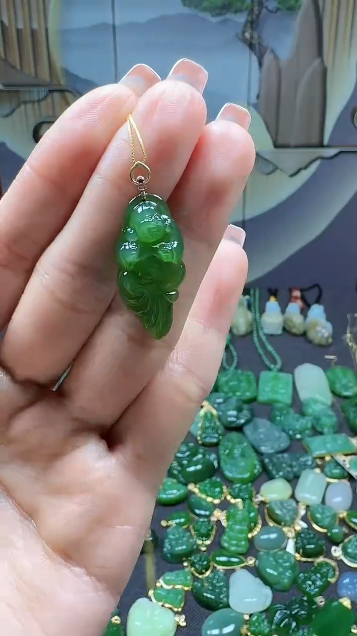 【闪购商品】和田玉吊坠(不含链)18K金镶嵌1
