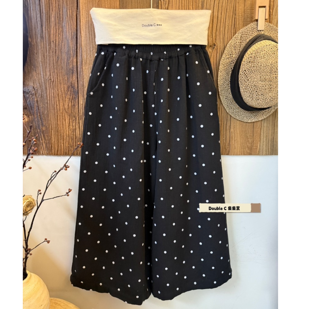 CHAI#98317#松紧腰波点裤 FL