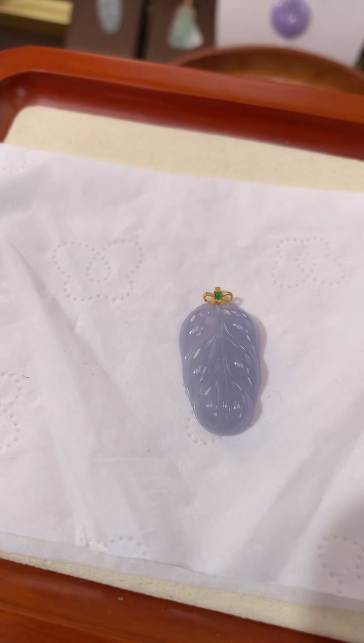 【闪购商品】翡翠颈饰18K金镶嵌天然缅甸a货翡翠