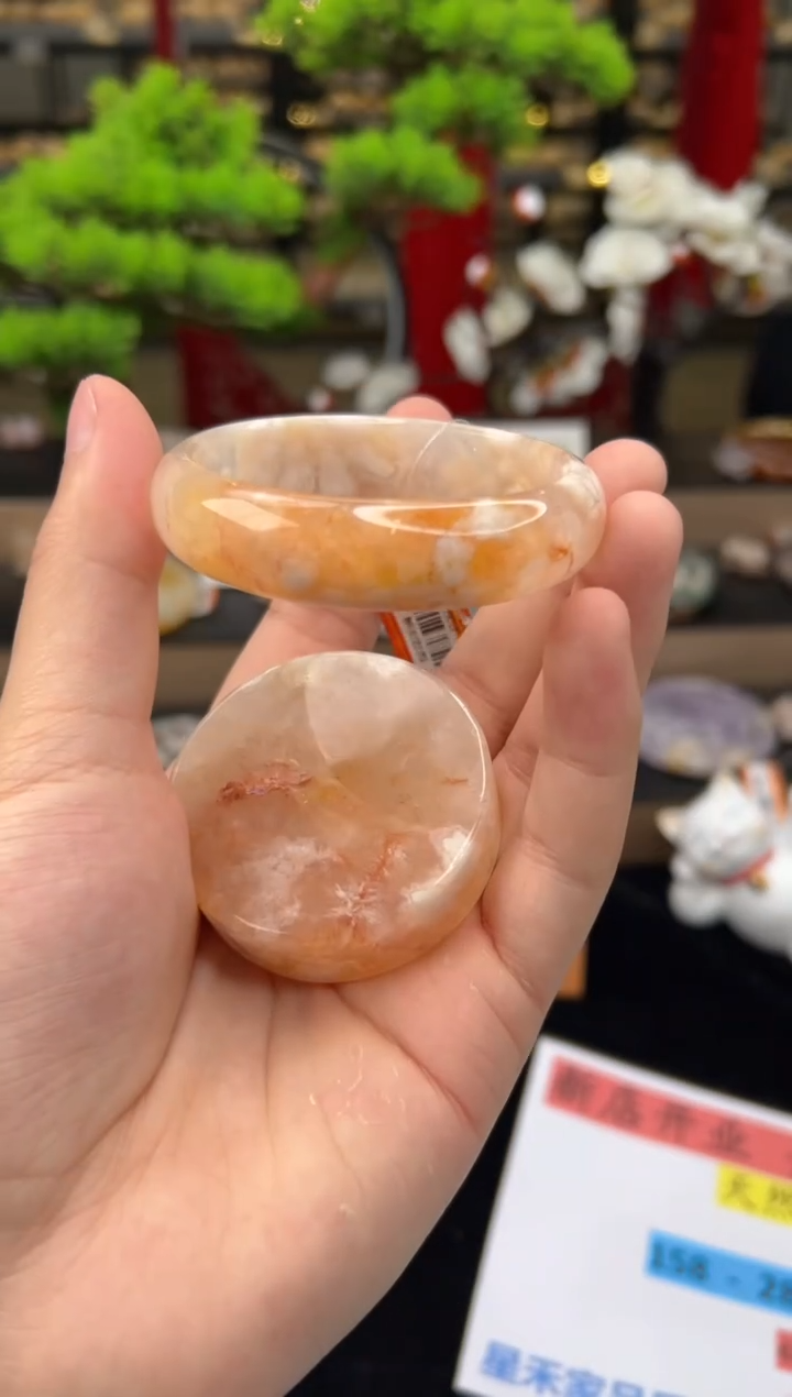 【闪购商品】石英质玉未镶嵌手镯54圈口（赠送镯心）21066