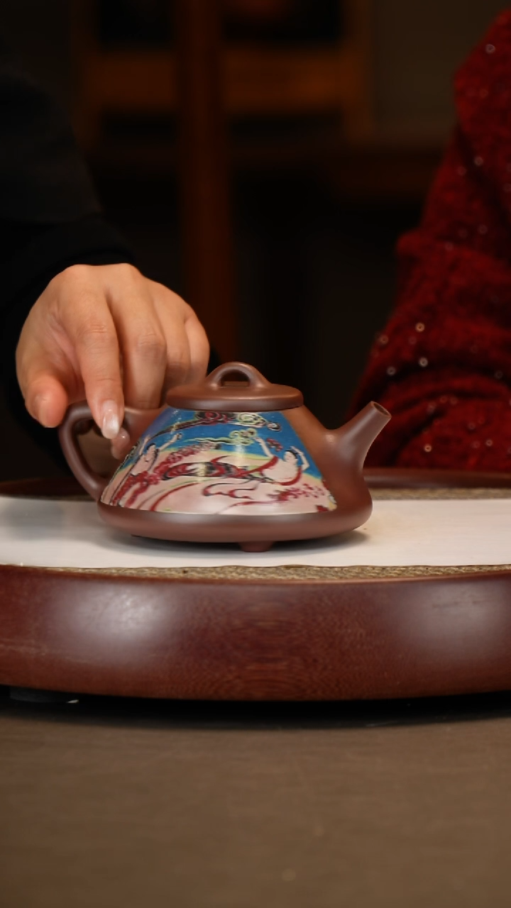 【闪购商品】紫砂茶壶【李玮】栗金砂子冶石瓢  320CC