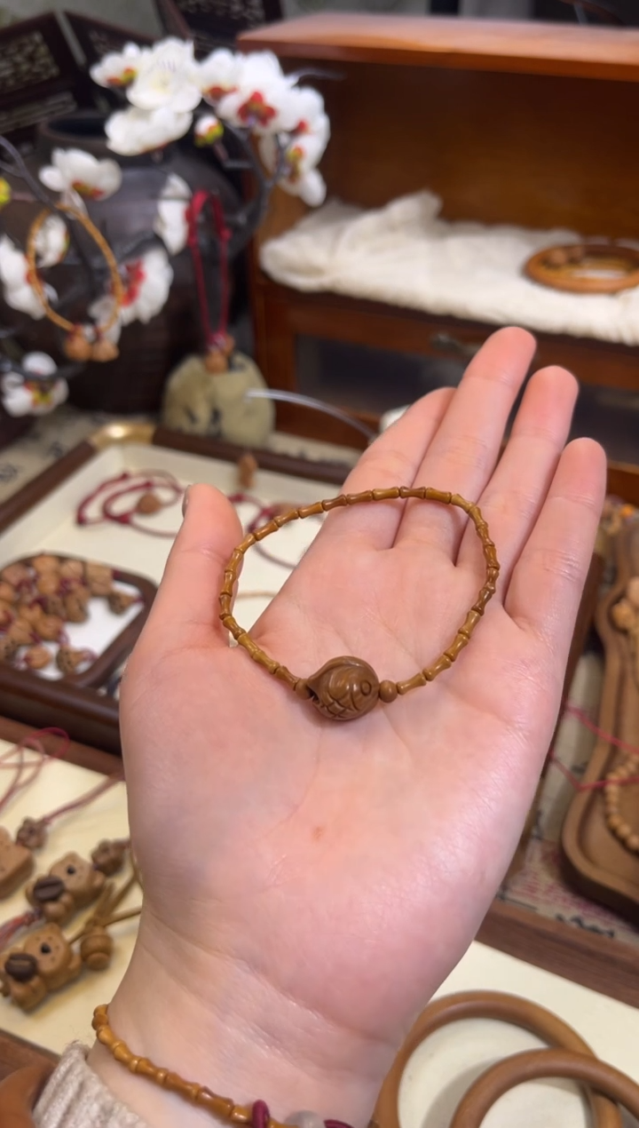 手串桃核【桃缘行】竹节「锦鲤」桃木桃核辟、挡、驱、护 备注手围