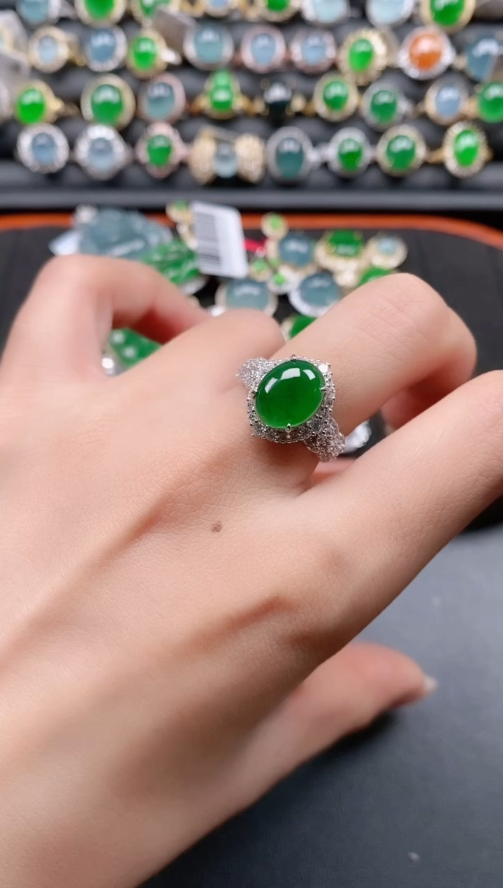 银S925镶嵌戒指翡翠111