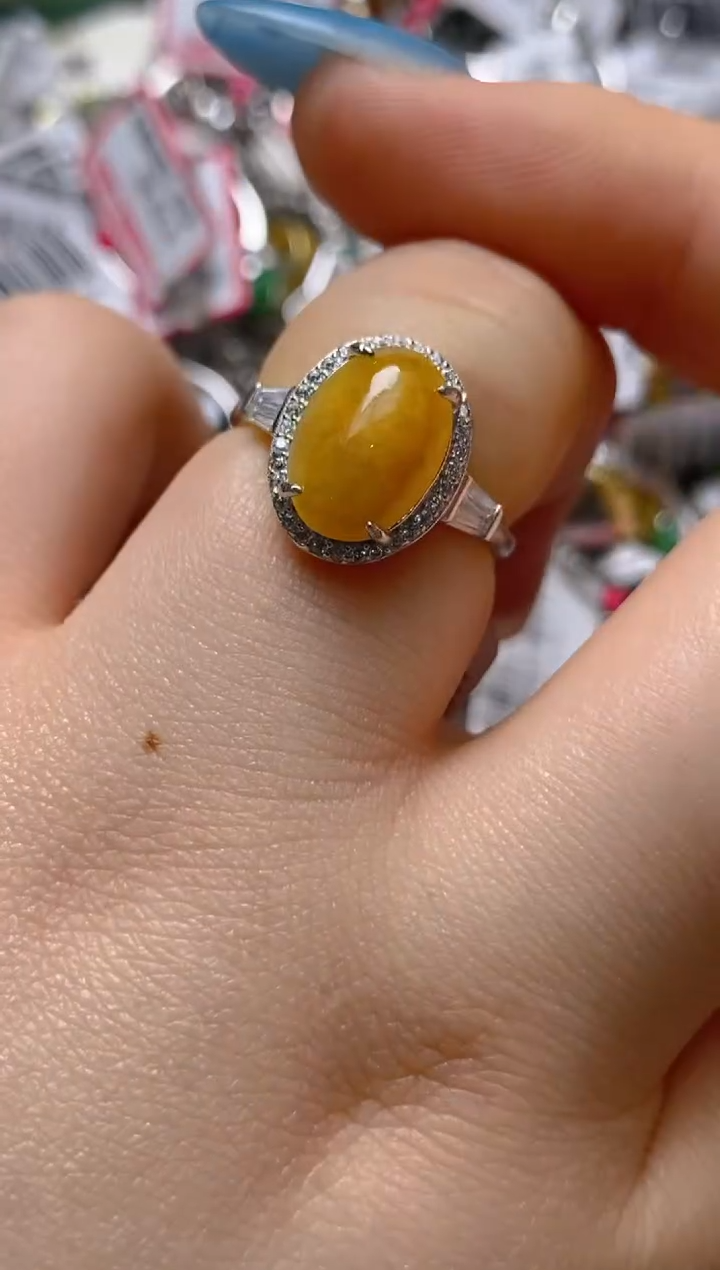 银S925镶嵌戒指翡翠百内无证书