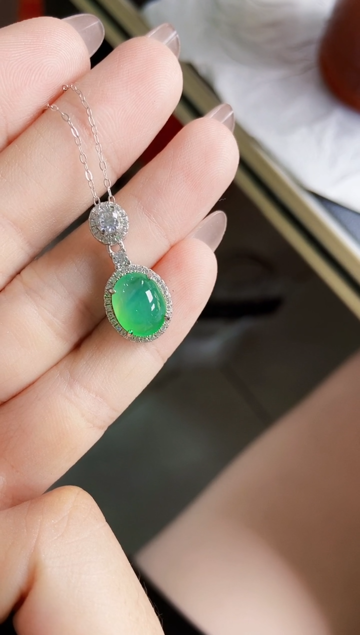 翡翠银S925镶嵌颈饰21