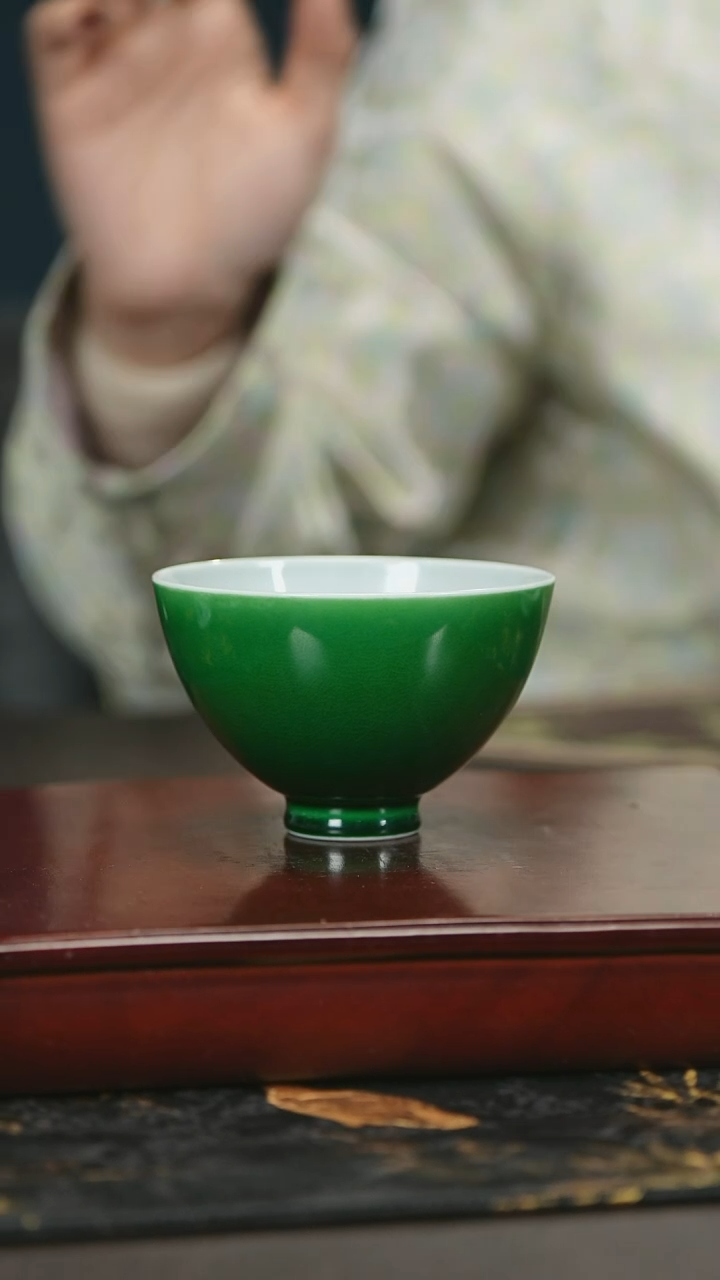 【闪购商品】瓷堂里郎窑绿鸡心杯