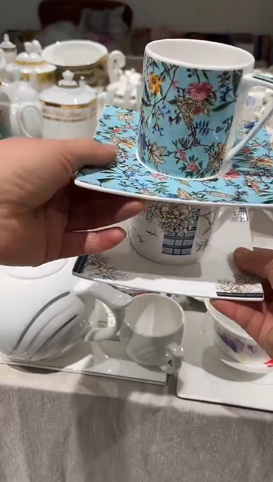 骨瓷隆达骨瓷咖啡杯碟2套