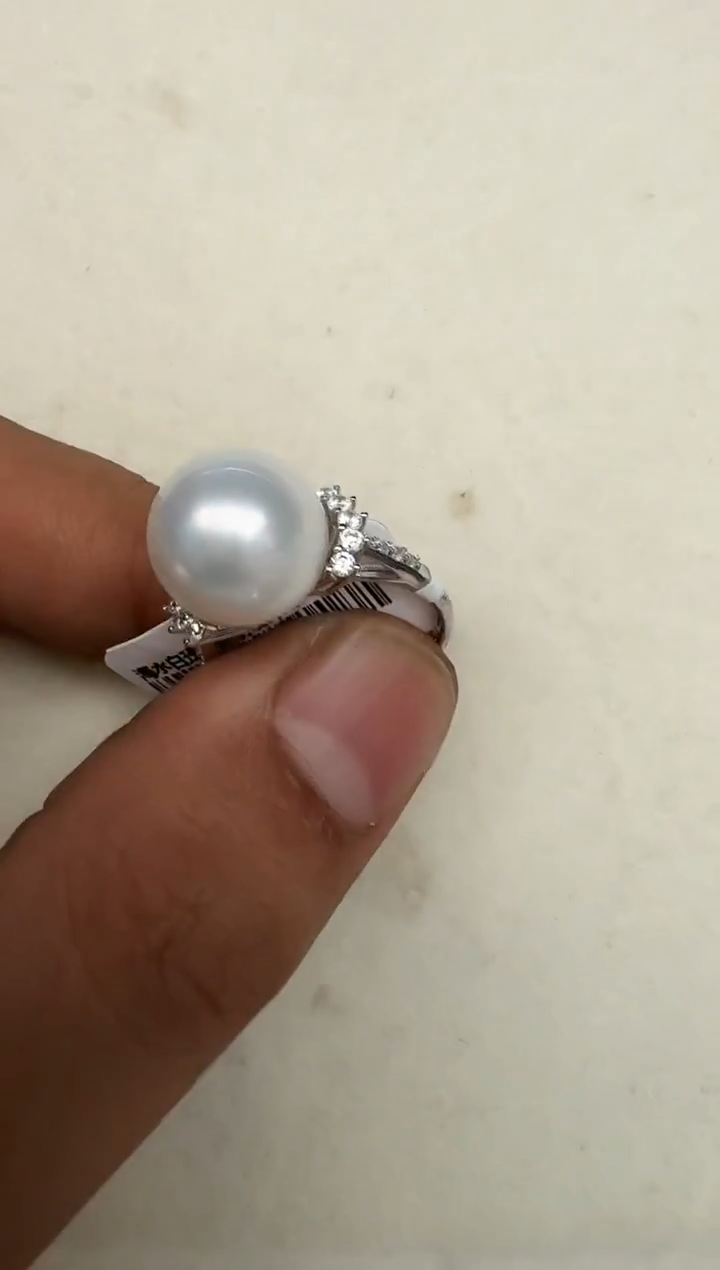 银S925镶嵌戒指海水珍珠戒指