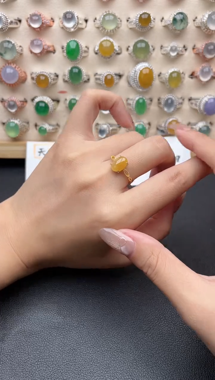 【闪购商品】翡翠戒指银S925镶嵌一物一证一礼盒