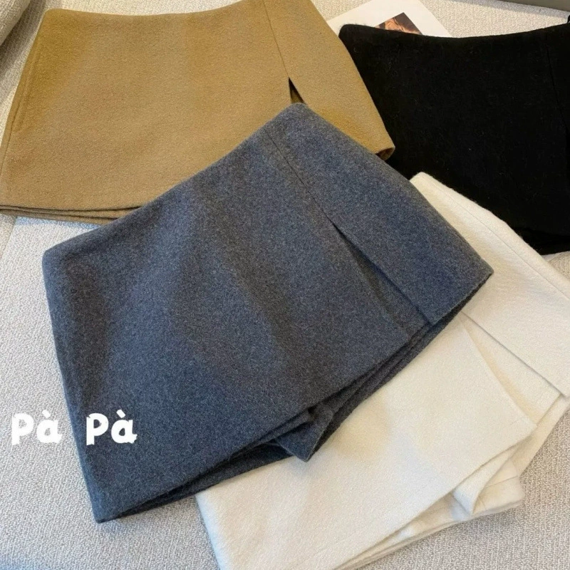 酸奶日记 双层开叉半身防走光简约高腰显瘦A字裙女短款百搭包臀裙