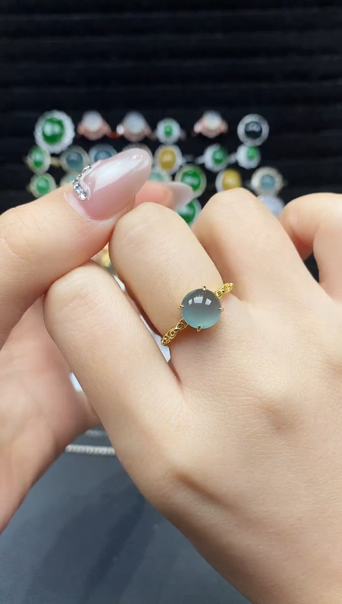 银S925镶嵌戒指翡翠111