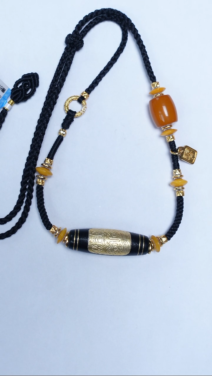 蜜蜡颈饰未镶嵌焦皮猛犸桶珠项链