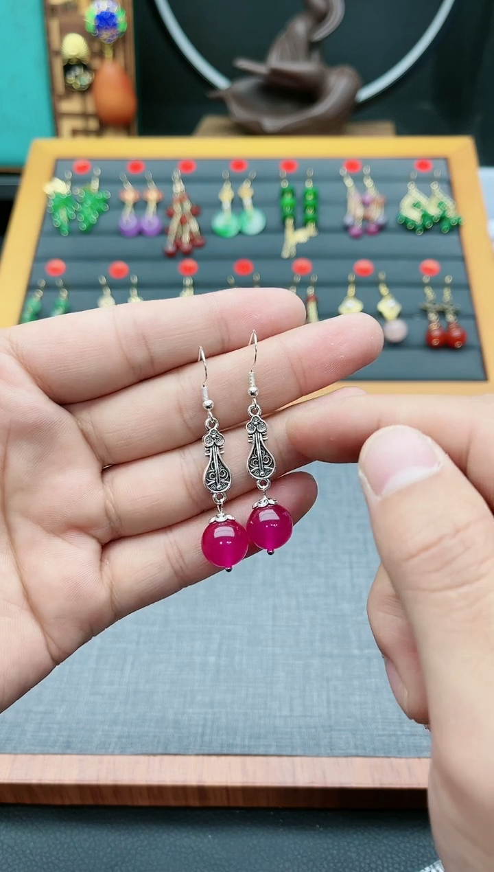 【闪购商品】玛瑙/玉髓耳钉银S925镶嵌205000