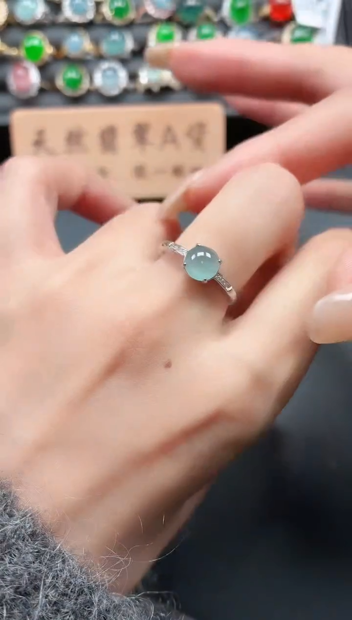 银S925镶嵌戒指翡翠111