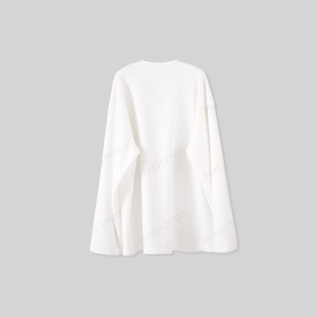 『』毛巾加绒宽松圆领落肩卫衣简约休闲大版型绒衫秋冬