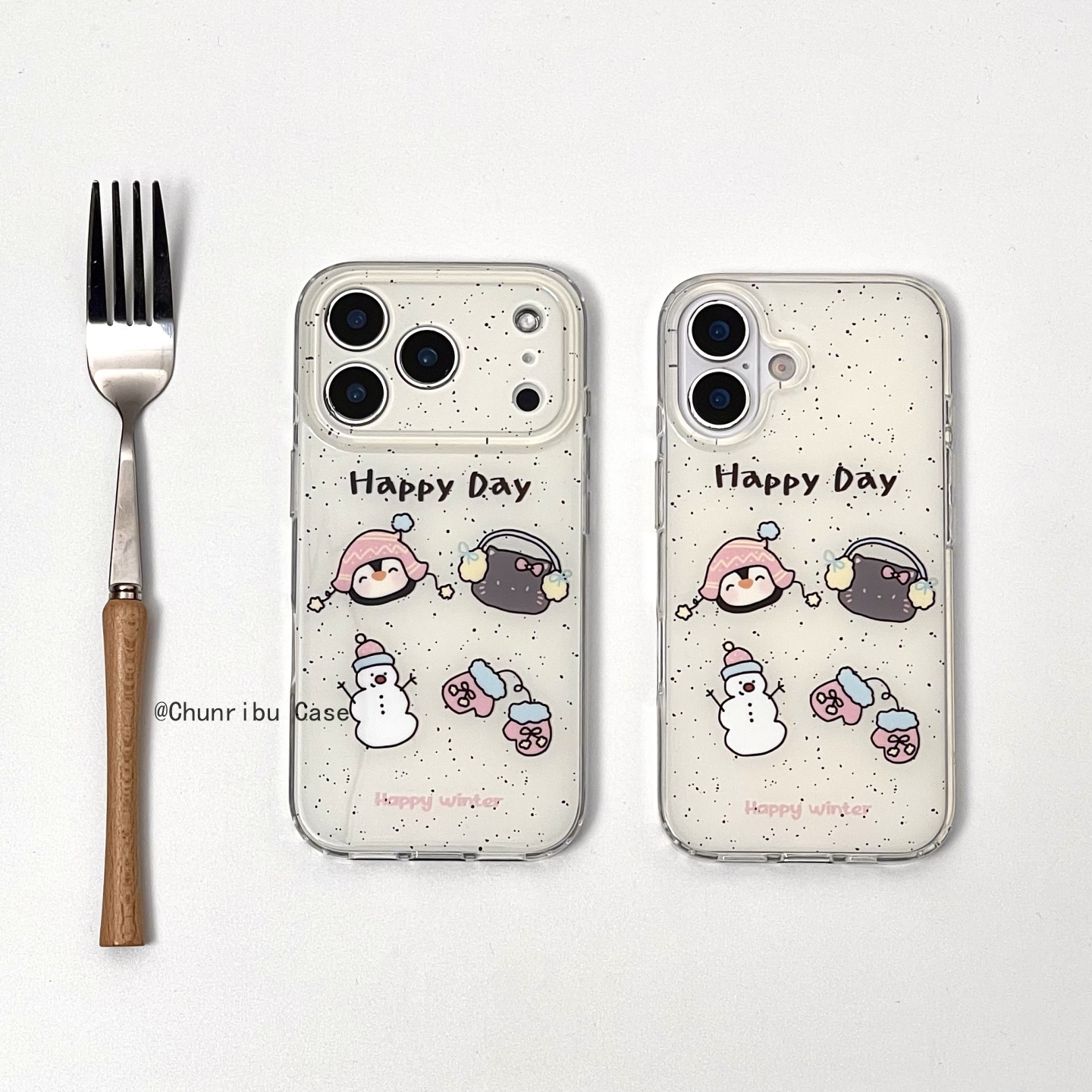 韩系ins秋冬雪人企鹅kitty适用苹果17/16promax手机壳15/14/13
