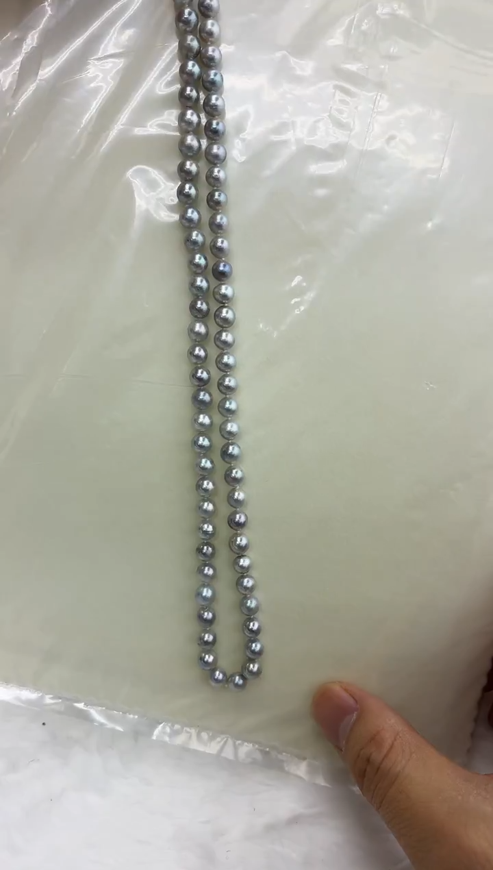 未镶嵌DA海水珍珠灰珠串链6-7 BQ473